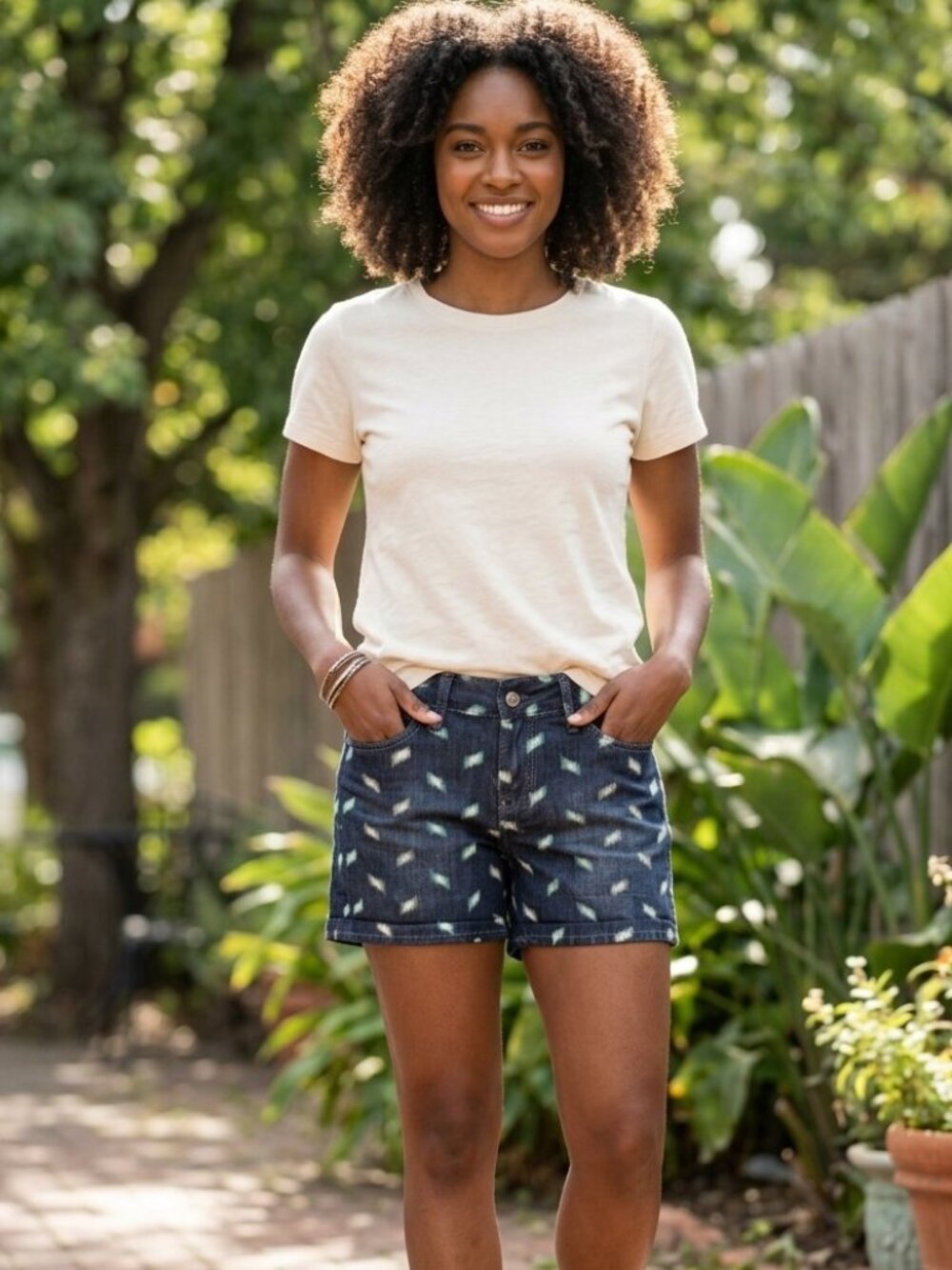 Pilcrow and The Letterpress by Anthropologie Ikat STET Roll Up Denim Shorts 3445